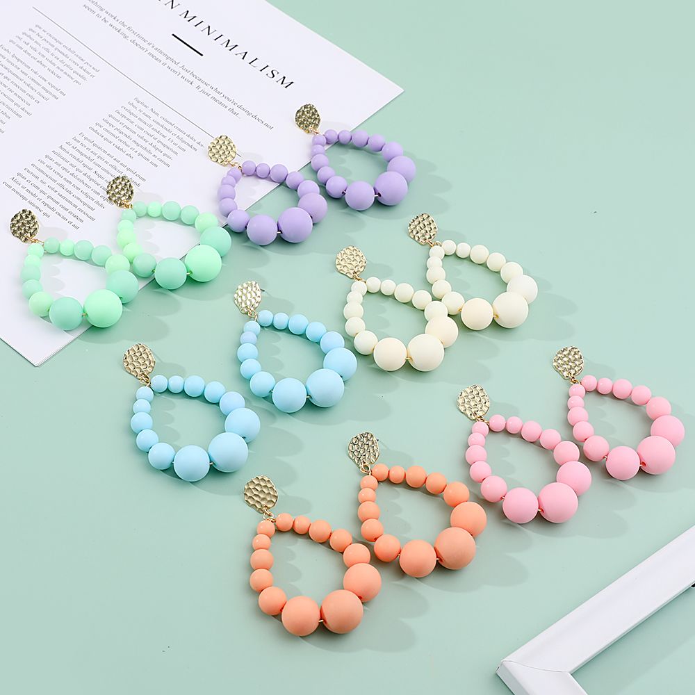 Bohemian Color Bead Hyperbol Earrings