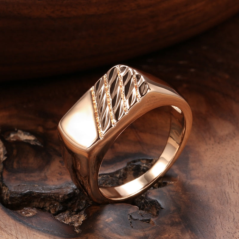 585 Rose Gold Simple Square Ring
