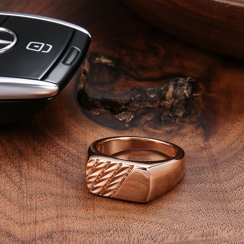 585 Rose Gold Simple Square Ring