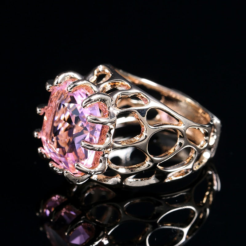 585 Rose Gold Simple Square Ring