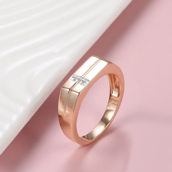 Anillos de fiesta para hombre, de oro rosa 585, con circonita natural de gran tamaño.
