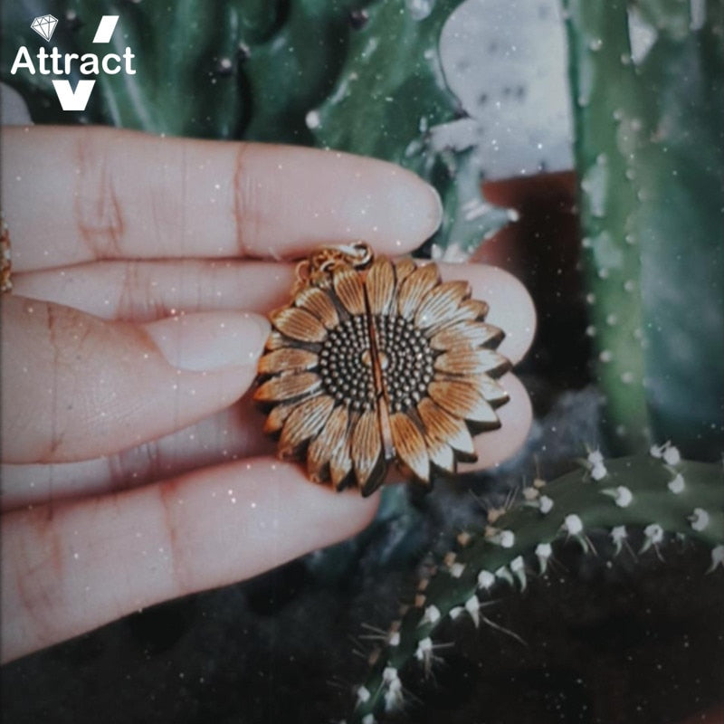 You Are My Sunshine Open Locket Sunflower Pendant