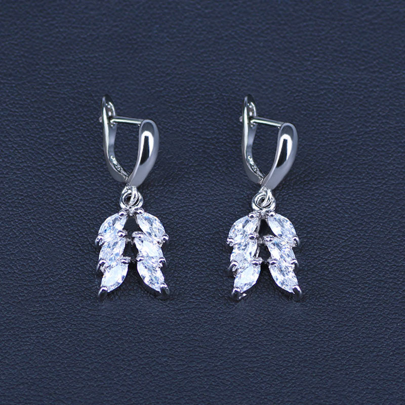 White Crystal Bridal Silver Color Jewelry Sets Women