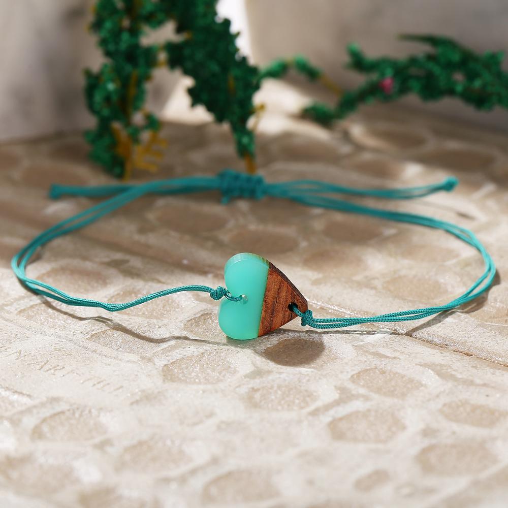 Green Cactus Love Circle Braided Wood Push-pull Bracelet