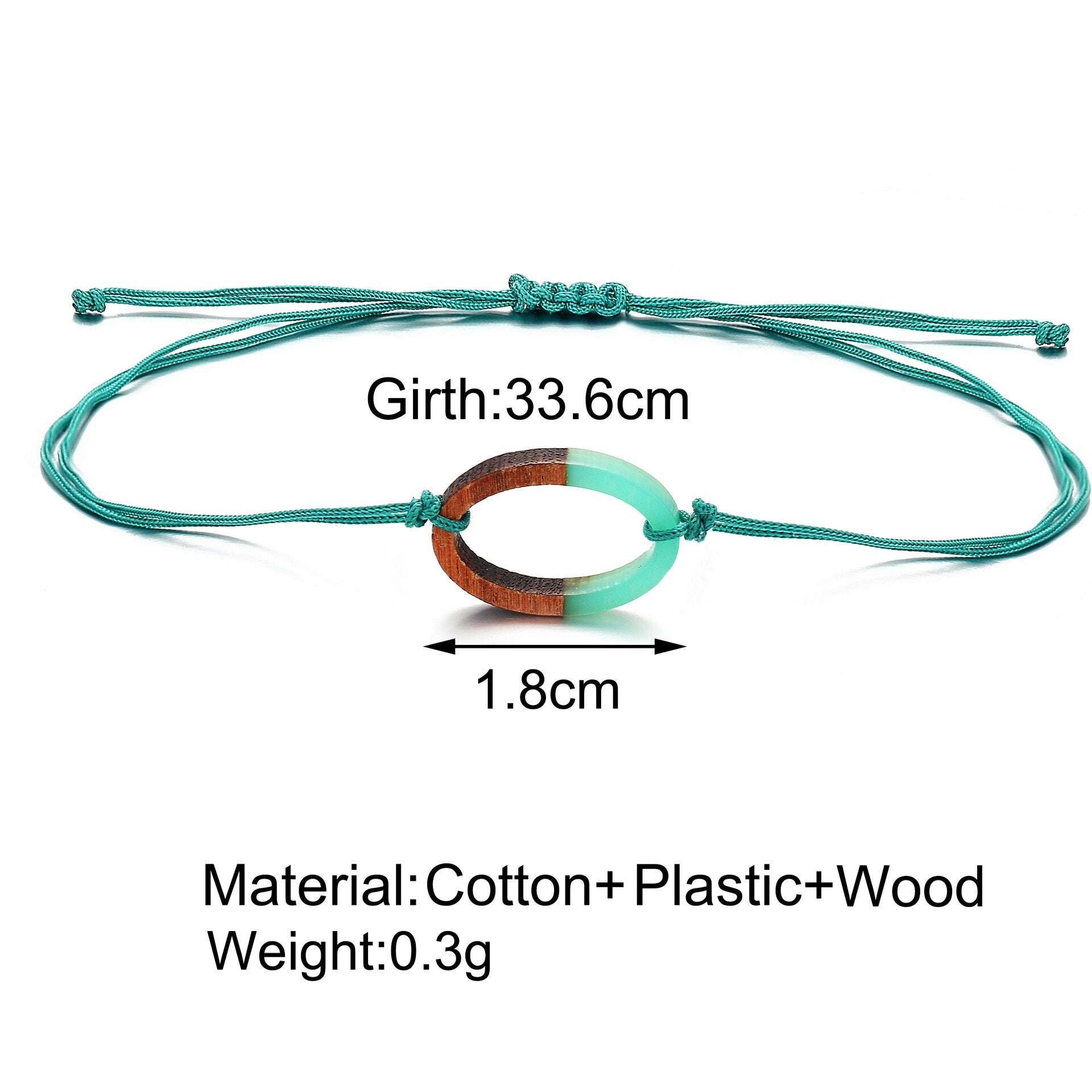 Green Cactus Love Circle Braided Wood Push-pull Bracelet