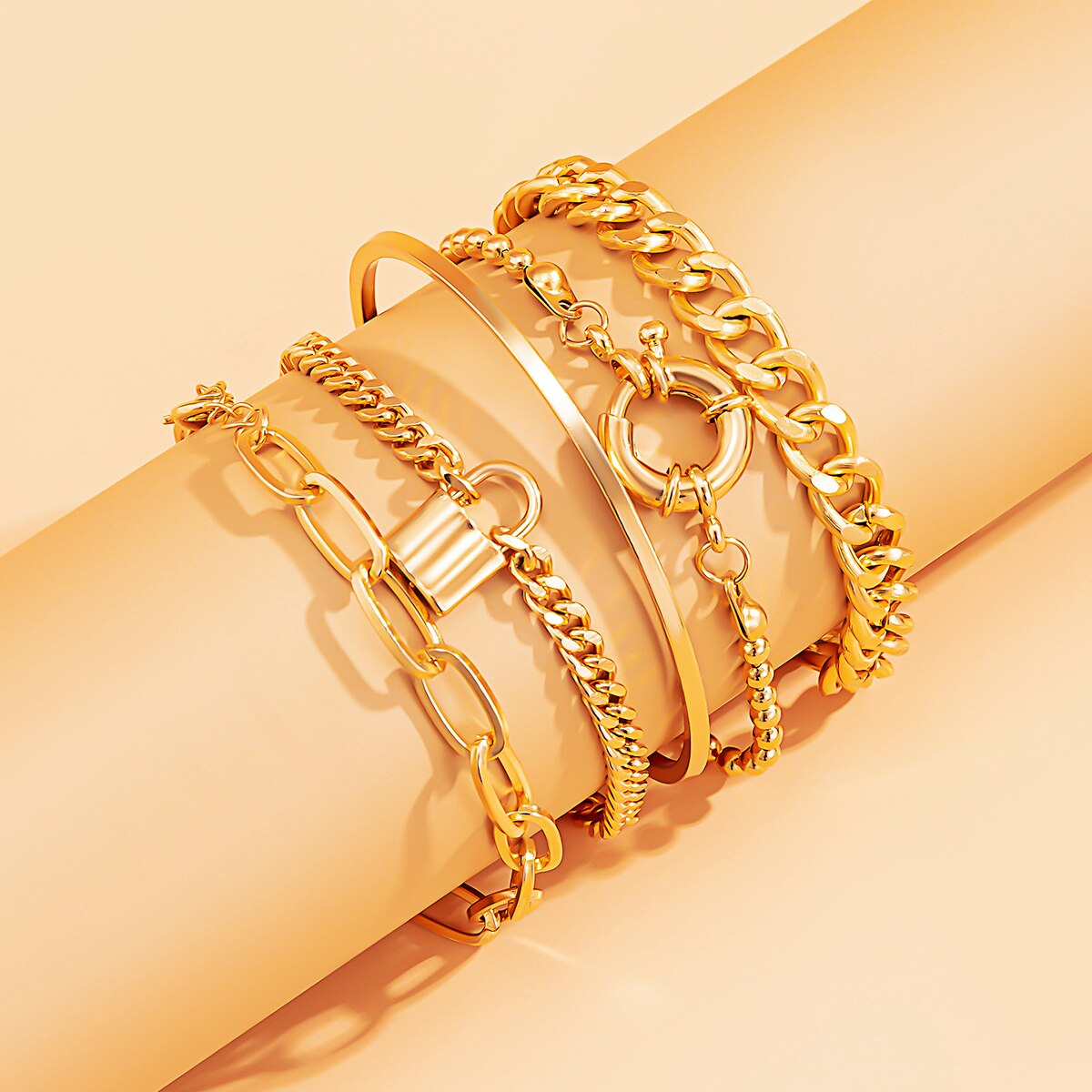 Multilayer Gold Color Chain Bracelets & Bangles for Women