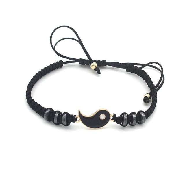 Tai Chi Fengshui Hematite Leather Cord Braid Chain Bracelet