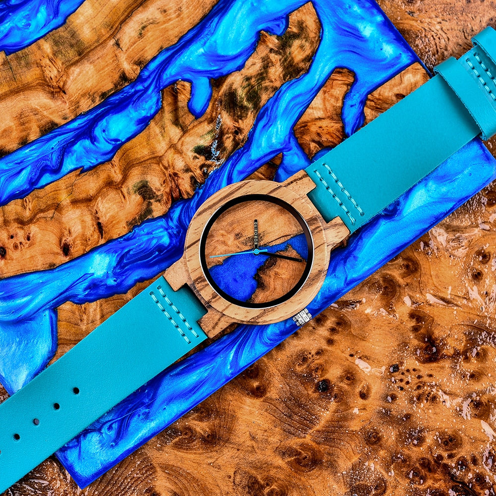 Unique Wooden Couple  Irregular Dial Watches