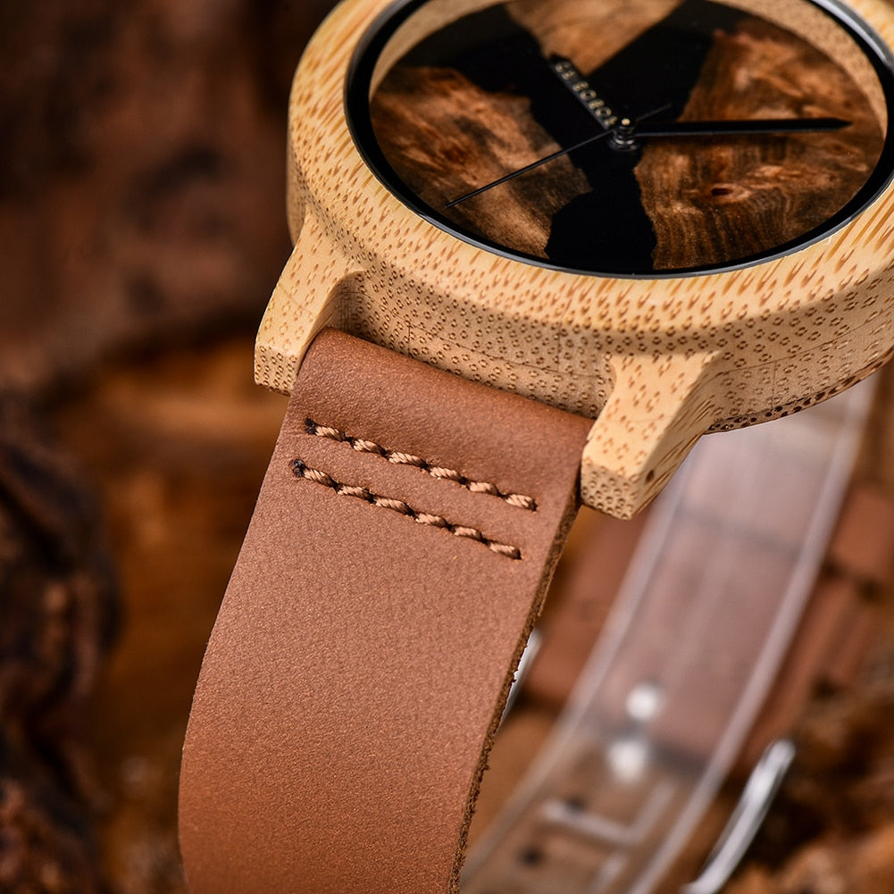 Unique Wooden Couple  Irregular Dial Watches