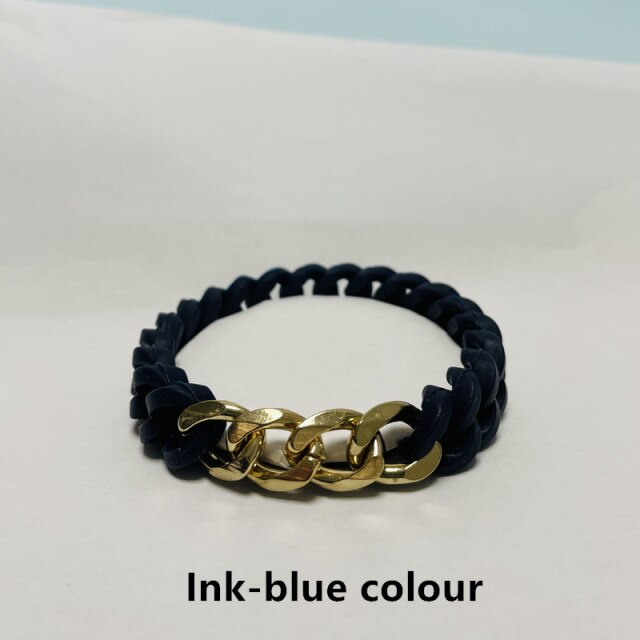 Cuban Chain titanium steel silicone twist  bracelet