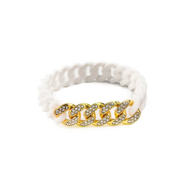 Cuban Chain titanium steel silicone twist  bracelet