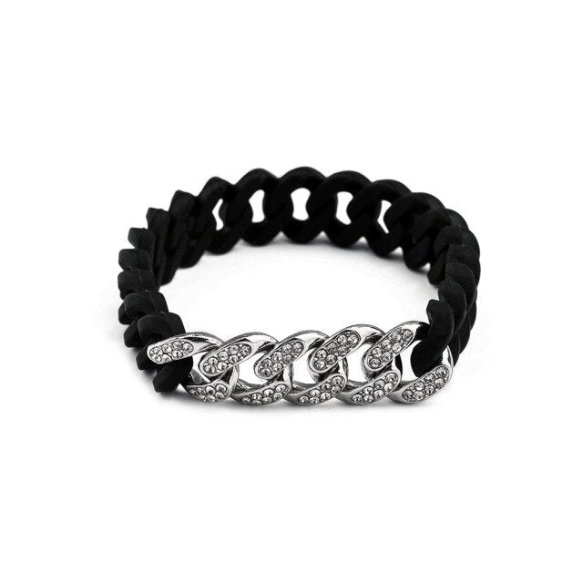 Cuban Chain titanium steel silicone twist  bracelet