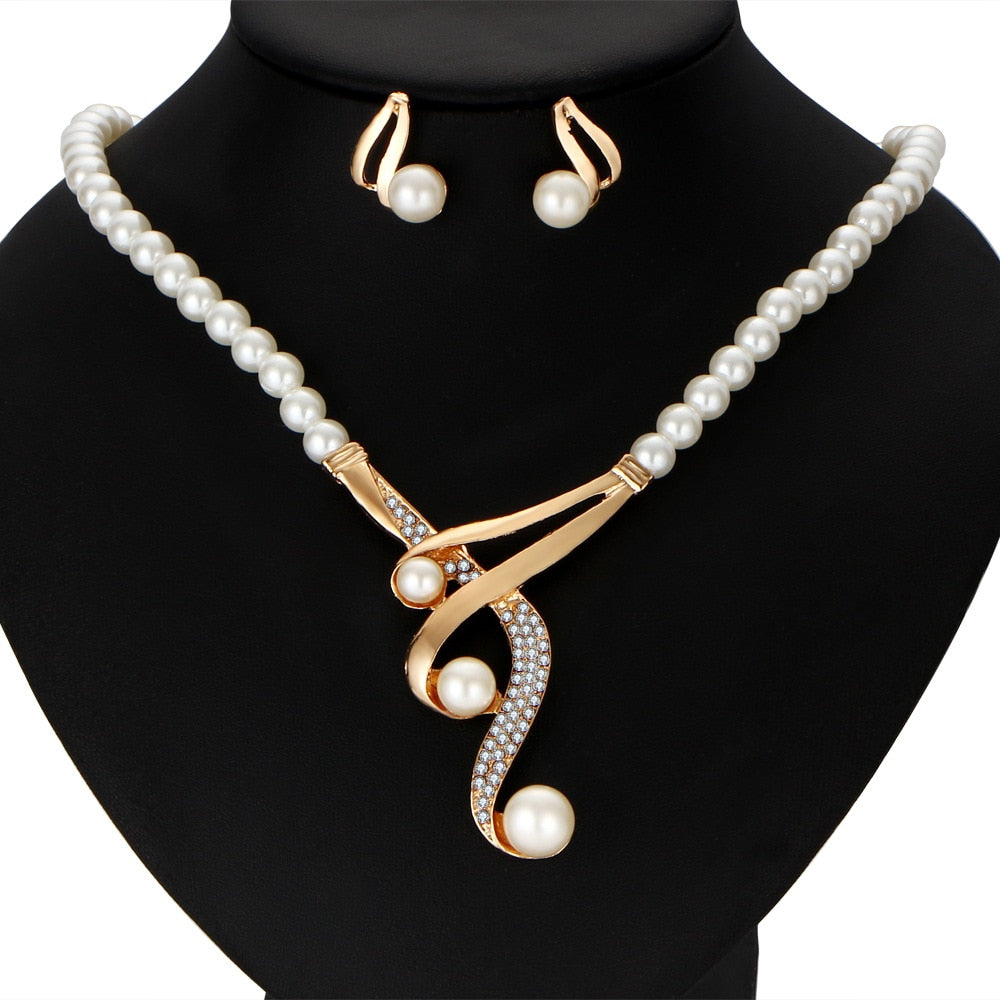 Vintage African Simulated Pearl Bridal Jewelry Sets
