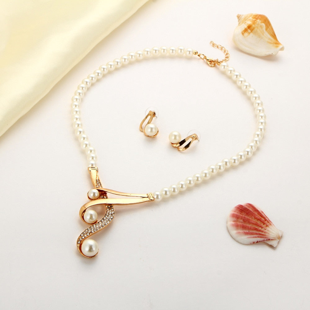 Vintage African Simulated Pearl Bridal Jewelry Sets