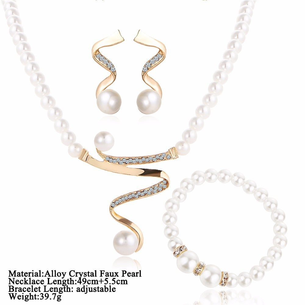 Vintage African Simulated Pearl Bridal Jewelry Sets