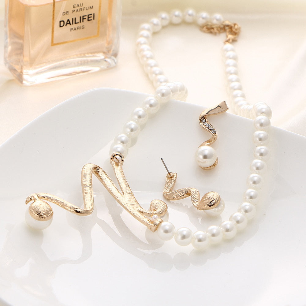 Vintage African Simulated Pearl Bridal Jewelry Sets