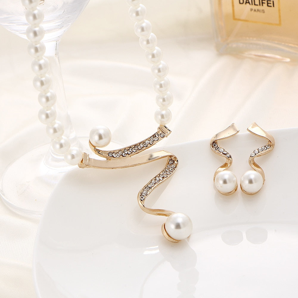 Vintage African Simulated Pearl Bridal Jewelry Sets