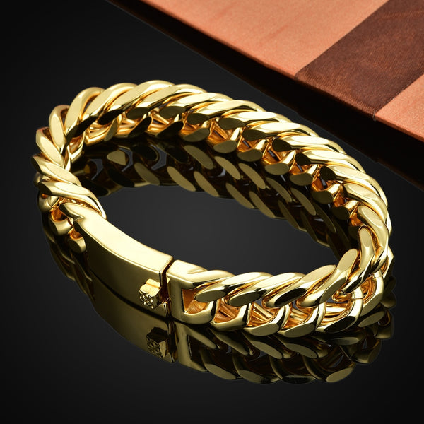 Pulseras de metal de hip hop con cadenas y hebillas