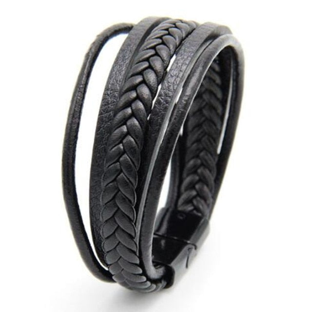 Braided Blue Color Leather Bracelets for Men
