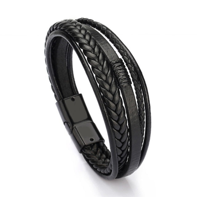 Braided Blue Color Leather Bracelets for Men