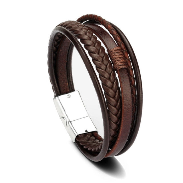 Braided Blue Color Leather Bracelets for Men