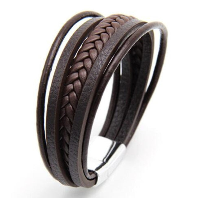 Braided Blue Color Leather Bracelets for Men