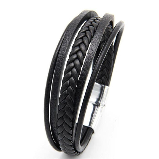 Braided Blue Color Leather Bracelets for Men