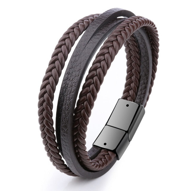 Braided Blue Color Leather Bracelets for Men