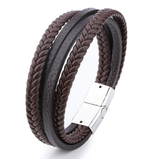 Braided Blue Color Leather Bracelets for Men