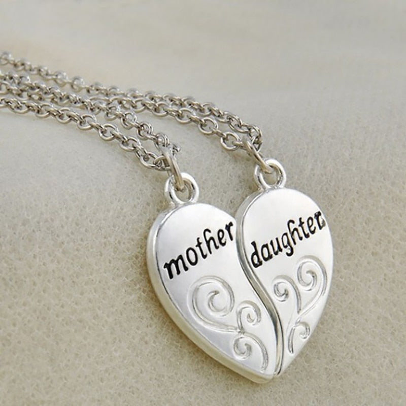 New 2Pcs/Set Mother Daughter Love Heart Necklace