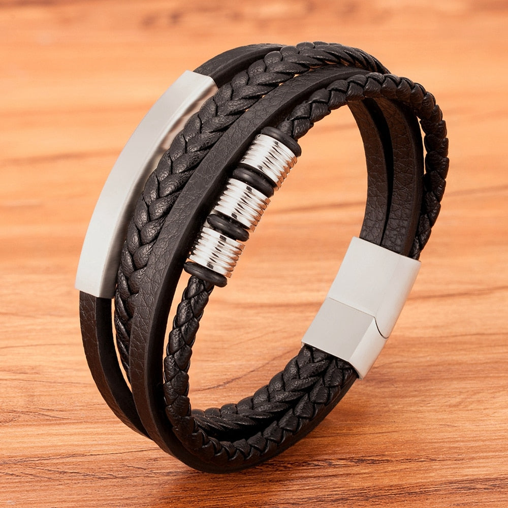 Fashion New Style Hand-woven Multi-layer Men's Leather Bracelet
