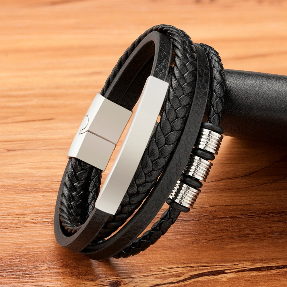 Fashion New Style Hand-woven Multi-layer Men's Leather Bracelet
