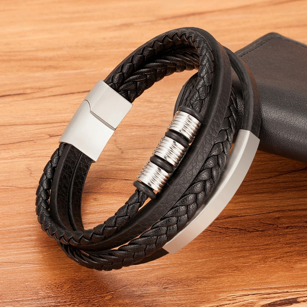 Fashion New Style Hand-woven Multi-layer Men's Leather Bracelet
