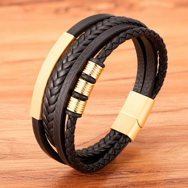 Fashion New Style Hand-woven Multi-layer Men's Leather Bracelet