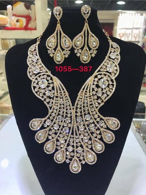 Dubai 24k Gold Big  Women Wedding Long Necklace Ethiopian Set