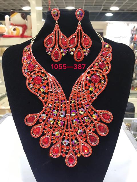 Dubai 24k Gold Big  Women Wedding Long Necklace Ethiopian Set