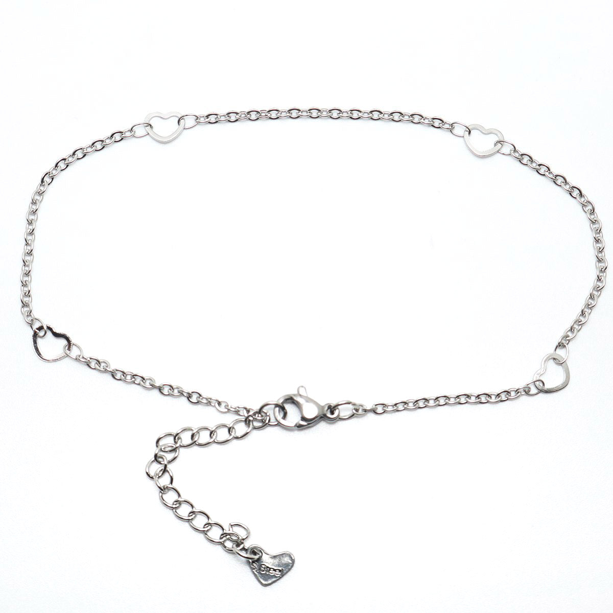 Silver Color Heart Chain Anklets