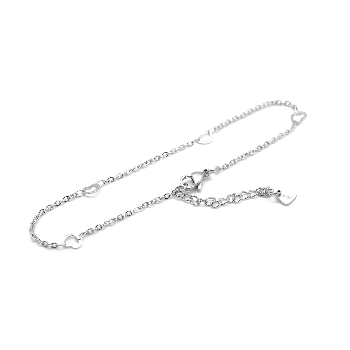 Tiny 304 Stainless Steel Anklet For Women Silver Color Heart Chain Anklets