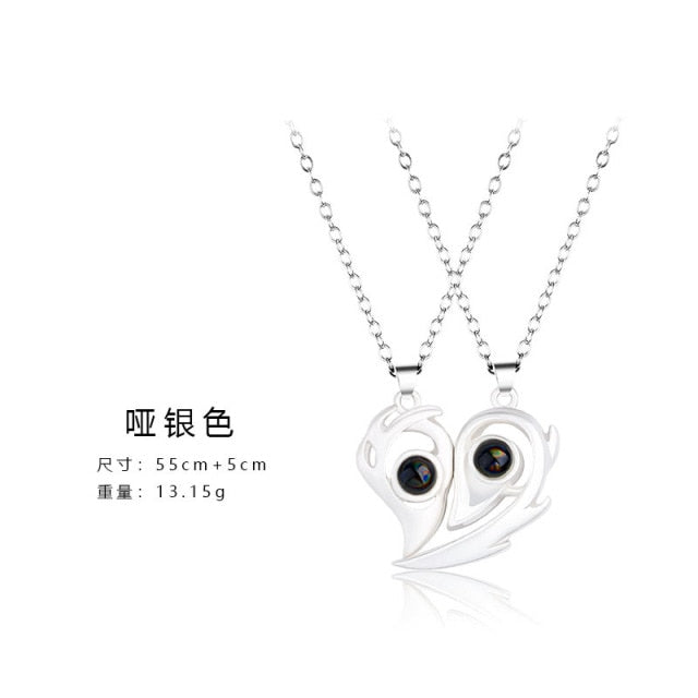 Magnetic  Astronaut Lovers Heart Pendant
