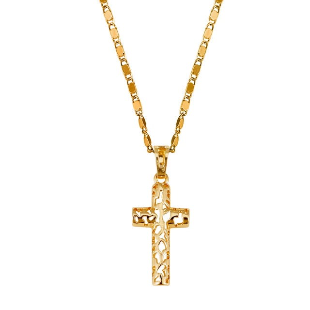 Retro Christian Jesus Single Titanium Scripture Cross Necklace