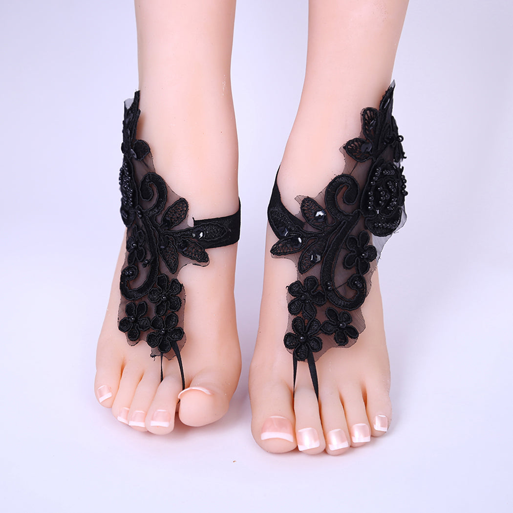 Fashion Ankle Bracelet 1 Pair Barefoot Sandals Lace Flower Leaf Anklet
