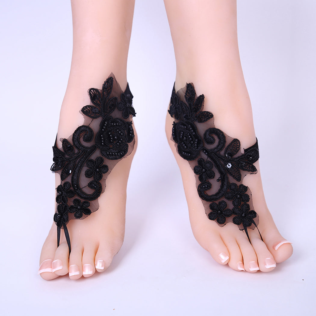 Fashion Ankle Bracelet 1 Pair Barefoot Sandals Lace Flower Leaf Anklet