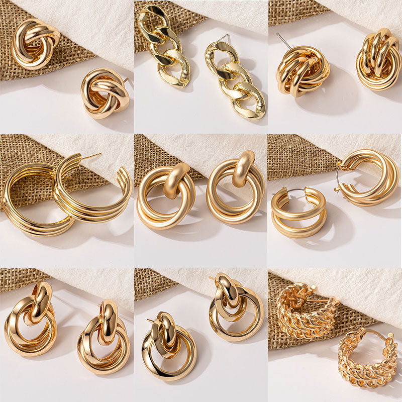 New Fashion Gold Color Metal Drop Earrings