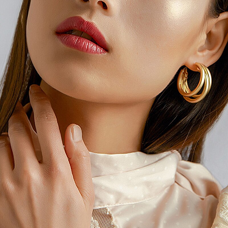 New Fashion Gold Color Metal Drop Earrings