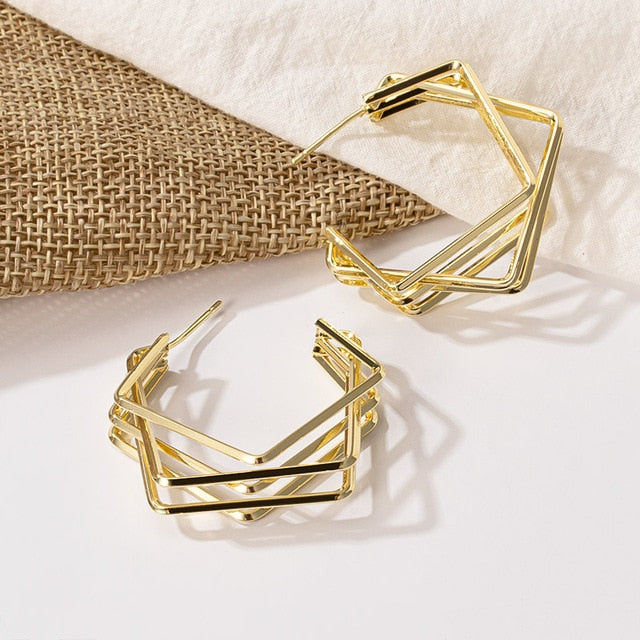 New Fashion Gold Color Metal Drop Earrings