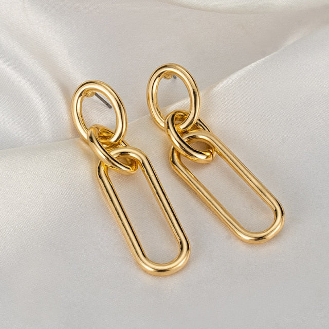 New Fashion Gold Color Metal Drop Earrings