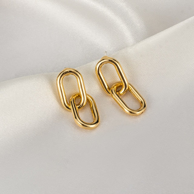 New Fashion Gold Color Metal Drop Earrings