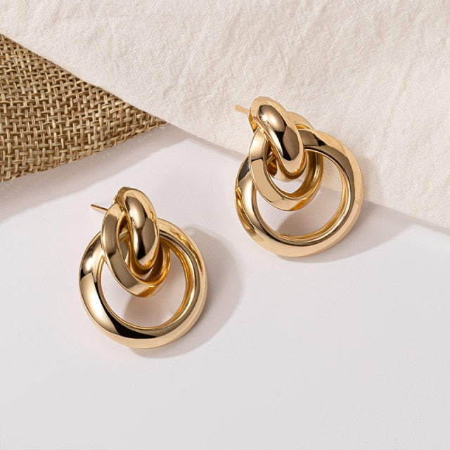 New Fashion Gold Color Metal Drop Earrings
