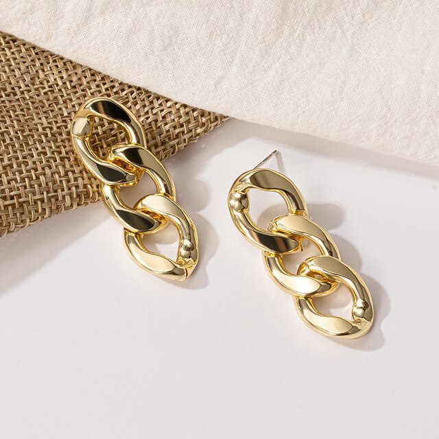 New Fashion Gold Color Metal Drop Earrings