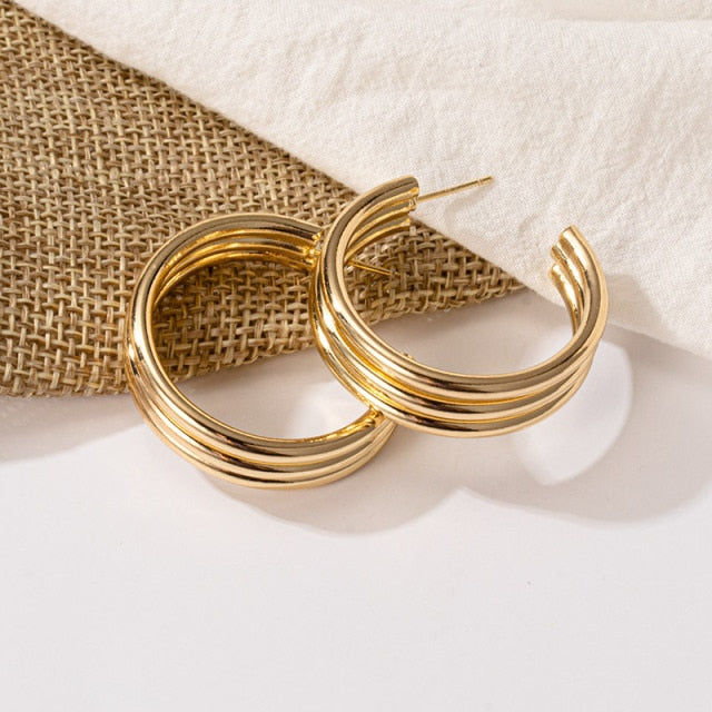 New Fashion Gold Color Metal Drop Earrings